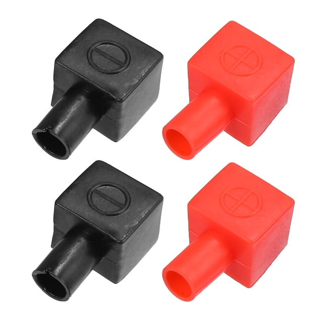 Cubierta de terminal de batería Unique Bargains 2 pares, protector de cable, tapas de lugs para coches y barcos 0.71"x1.63"x0.59" negro rojo