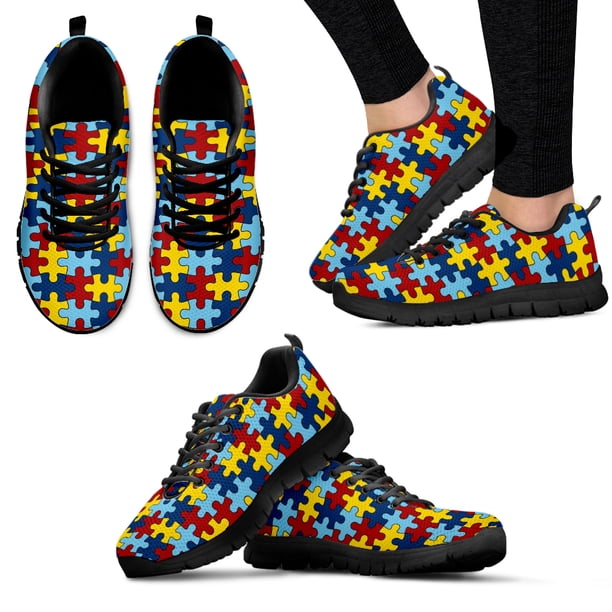 Zapatillas deportivas de marca con diseños de concienciación sobre el autismo, calzado con estampado de rompecabezas, zapatillas informales para el Día Mundial de Concientización sobre el Autismo.