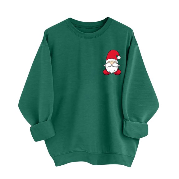 Christmas Tshirts Women Funny Santa Claus Print Round Neck Shirt Long Sleeve Top for Casual Christmas Pullover Sweatshirt Blouse My Items