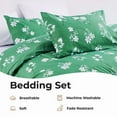 thumbnail image 5 of JUSTLET Duvet Cover Set Twin Size, 3 Piece Comforter Cover with Pattern, Soft Bedding Set with 1 Duvet Cover and 2 Pillow Shams, Green White Flowers, 5 of 8