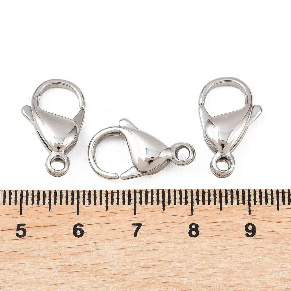 Resistant 316 Surgical Stainless Steel Lobster Claw Clasps Stainless Steel Color 19x12mm Hole: 2mm DIY