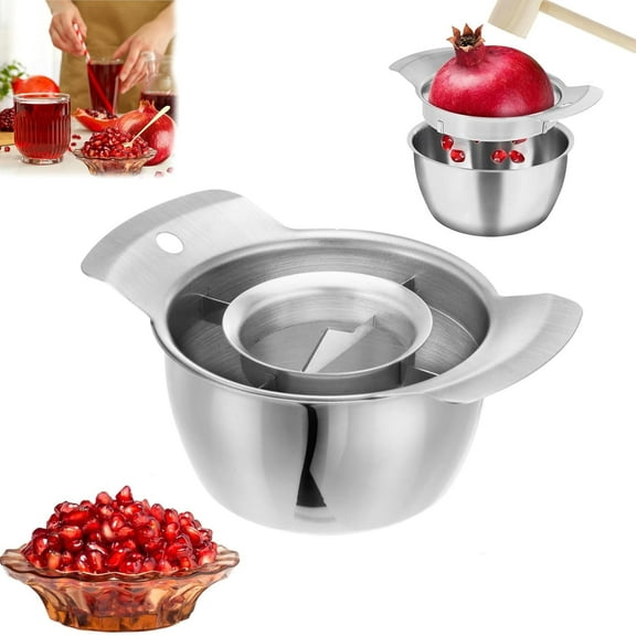 304 Stainless Steel Pomegranate Peeling Tool,Pomegranate Seed Remover Tool Set,Anti-Slip Pomegranate Aril Removal Tool Set with Bowl and Wooden Hammer,for Home Kitchen