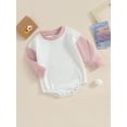 thumbnail image 3 of Bagilaanoe Newborn Baby Girl Boy Oversized Romper Sweatshirt Long Sleeve Bodysuits Contrast Color Pullover 6M 12M 18M 24M Infant Casual Tee Tops, 3 of 8