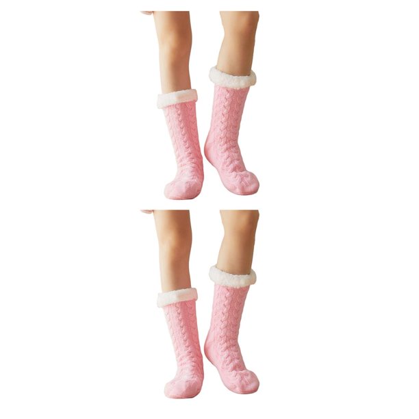Guardurnaity Paquete de 4 medias altas hasta el muslo JK Cosplay antideslizantes calcetín largo cálido botas mujeres calcetines hasta la rodilla Rosado 2Conjunto
