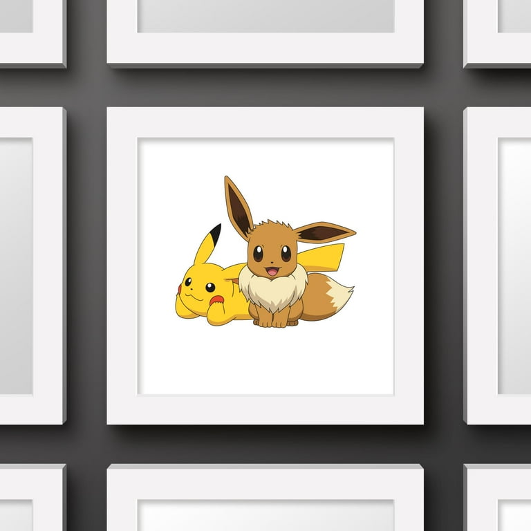 Gallery Pops Pokémon - Pikachu Eevee Group Wall Art, White Framed