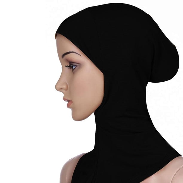 Musulmán Hijab Full Cover Sombreros Islámicos Tocados de Cuello Suave Accesorio de Mujer - Negro Los 40cm Yinane Mujer algodón musulmán hijab