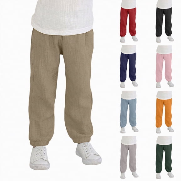 OYXSER Toddler Boy Girl Cotton Linen Pants, Boys Cotton Harem Pant Girls Loose Bloomers