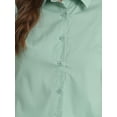 thumbnail image 5 of DARING DIVA Women's Puff Sleeve Turn Down Collared Work Office Button Down Shirt S Green, 5 of 6