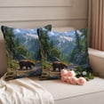 thumbnail image 2 of Forests Bears Outdoor Waterproof Pillow Covers, Modern Art Mountain Animals Watercolor Decorative Square Throw Pillowcase Sofa Cushion Sham for Patio/Couch/Chair, 16"x16" 2 Pack, 2 of 8