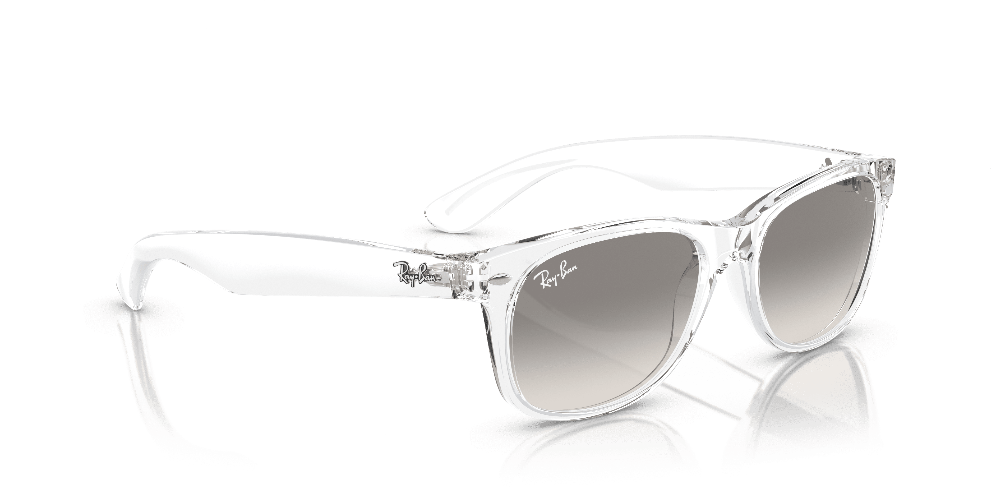 Ray-Ban Unisex Size 55 Square New Wayfarer Classic Sunglasses with Case, Transparent/Clear Gradient Gray