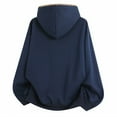 thumbnail image 3 of XIAOCHA Womens Hoodies Loose Fit Long Sleeve Scalloped Trim Hooded Sweatshirt Solid Color Oversized Kangaroo Pocket Streetwear Top Navy, 3 of 3