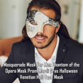thumbnail image 4 of Máscara de mascarada para hombre, máscara del Fantasma de la Ópera, máscara de baile de graduación, Mardi Gras, Halloween, máscara veneciana de media cara, 4 of 5