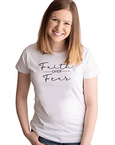7 ate 9 Apparel Women's Faith Over Fear T-Shirt White - Walmart.com