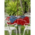 thumbnail image 2 of Outdoor Tablecloth with Umbrella Hole and Zipper, Christmas Gnomes Round Table Cloth 60 Inch Waterproof Tablecloth, Winter Xmas Snowflakes Textured Red Picnic Table Cover for Patio Camping, 2 of 7