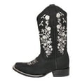 thumbnail image 3 of Women’s Leather Cowboy Boots Square Toe Floral Embroidered Retro Vintage Western Boots, 3 of 5