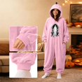 thumbnail image 3 of Matching Halloween Pumpkin Onesie Costume for Adults, Flannel Hooded Pumpkin Pajamas with Spooky Ghost Print, Halloween Pajamas for Couple, Cozy Oversized Fit Jumpsuit for Halloween Costume Party, 3 of 8