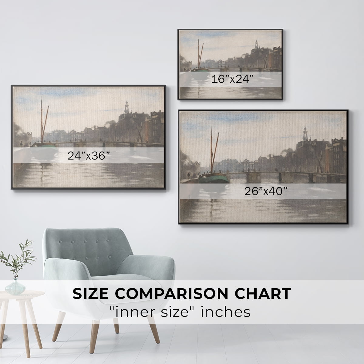 Vintage Landscape-CCCLVI By Wexford Home Framed in Black Wood Gallery Wrapped Canvas 27 in. x 41 in.