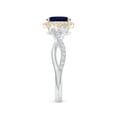 thumbnail image 3 of ANGARA Natural Oval Sapphire Twisted Vine Ring with Diamond Halo in 14K White & Yellow Gold for Women (Size-7x5mm) | September Birthstone, Anniversary, Jewelry Gift for Women | Natural Sapphire Ring, 3 of 10