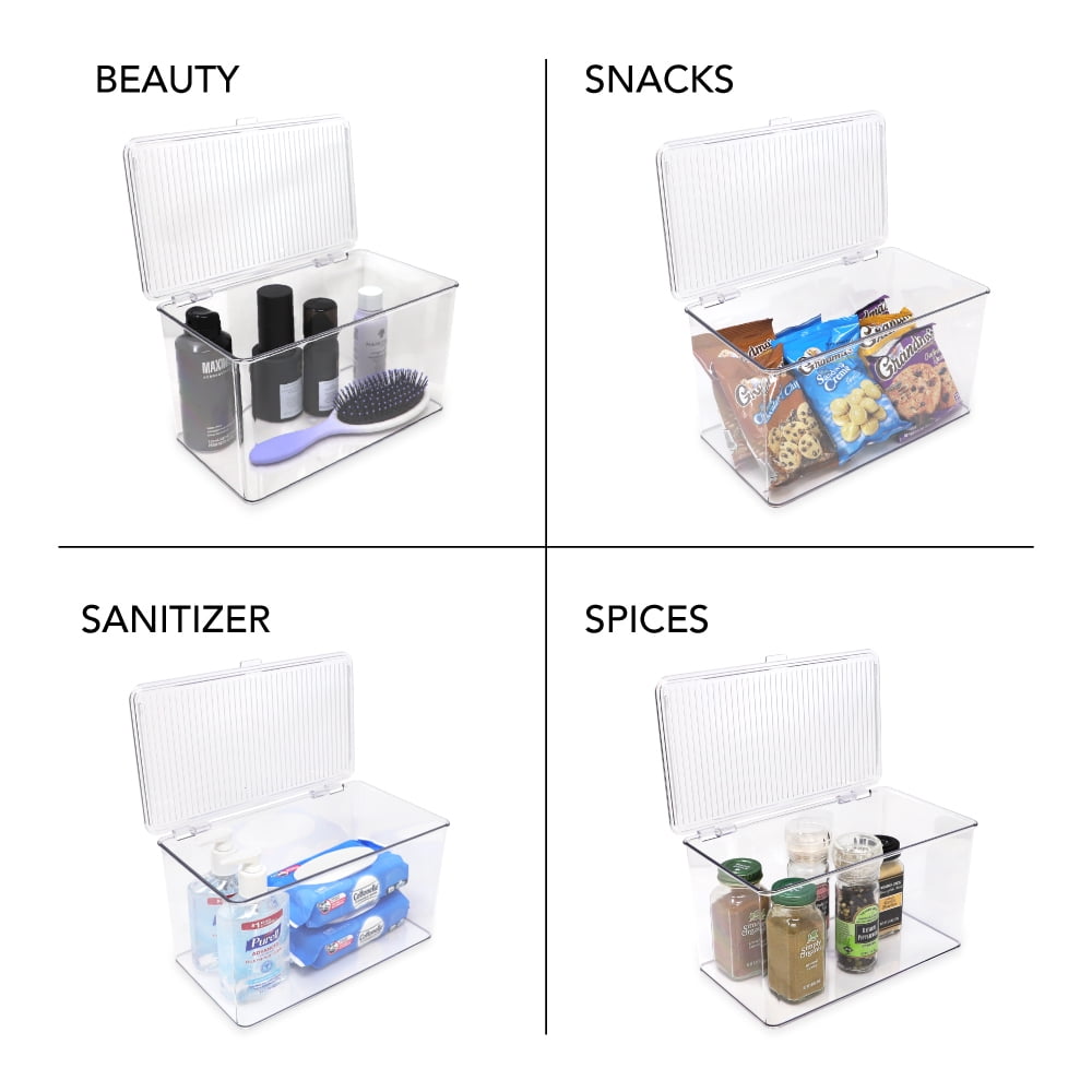 Isaac Jacobs Large Stackable Organizer Bin w/Lid, Fridge/Freezer/Food Safe, BPA-Free