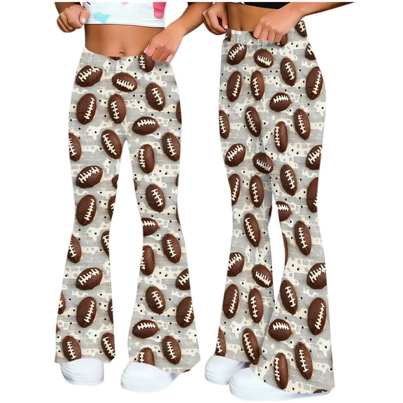 Women's Pants Straight Leg,Women's Flare Yoga Leggings High Waisted Game Day Football Palazzo Wide Leg Pants Bell Bottoms
