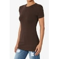 thumbnail image 3 of Women's & Juniors Basic Round Crew Neck Short Sleeve Stretch Cotton Spandex T-Shirts, 3 of 4