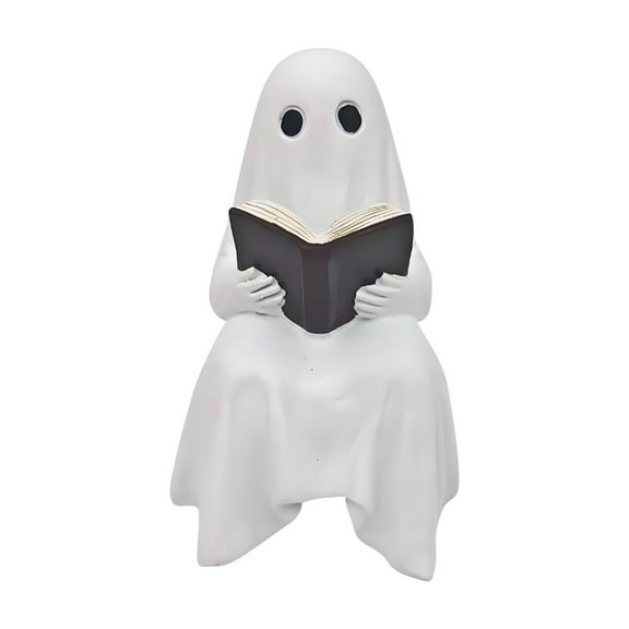 Taicans ‌Haunted Book Ghost Statue - Gothic Halloween Decor,Resin Ghost Reading Book Sculpture,Spooky Shelf Decor,Unique Gift for Horror Book Lovers (6.1")‌