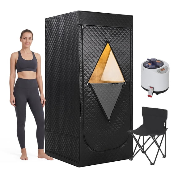 Portable Steam Sauna for Home, Personal Sauna Tent with Upgraded 1400W 3L Steamer Heater, Home Sauna Pod for Full Body Relaxation, 15 Levels & 99-Min Timer, Foldable Chair, Remote Control