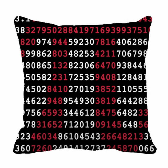 YUSDECOR Pi Sign And Pi Numbers On Black Background Bed Decor Pillow Cases Zippered Cushion Cover Size 16x16 Inches