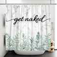 thumbnail image 2 of Funny Get Naked Shower Curtain Marble Design Watercolor Green Eucalyptus Leaves Shower Curtain Cute Grey and White Bathroom Decor with 12 Hooks, 72x72 Inch, 2 of 6