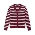 thumbnail image 6 of Posijego Women's Cropped Cardigans Striped Knit Open Front Sweaters Long Sleeve Button Front Cardigan Womens Clothes, 6 of 7