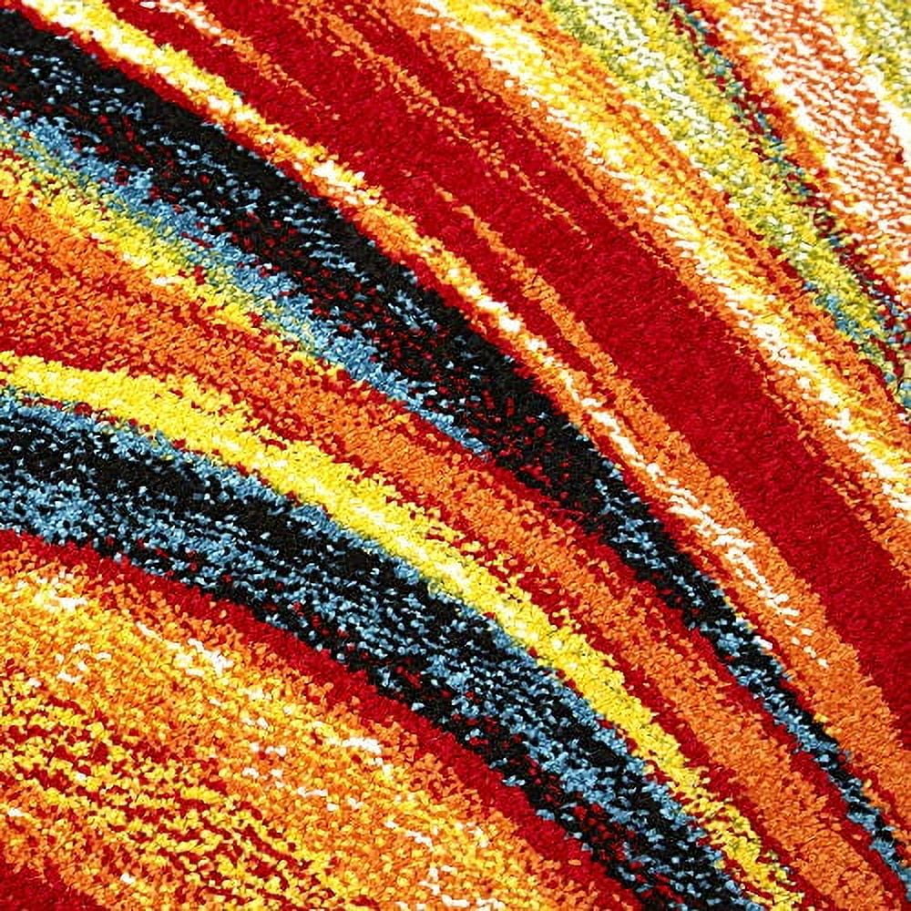 Home Dynamix Splash Adja Contemporary Abstract Swirl Area Rug, Red/Blue, 5'2" Round