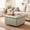 Grey, variant on Poshby Square Faux Leather Storage Ottoman, Coffee Table Footrest Stool with Pulley Legs for Living Room or Bedroom, Dark Brown