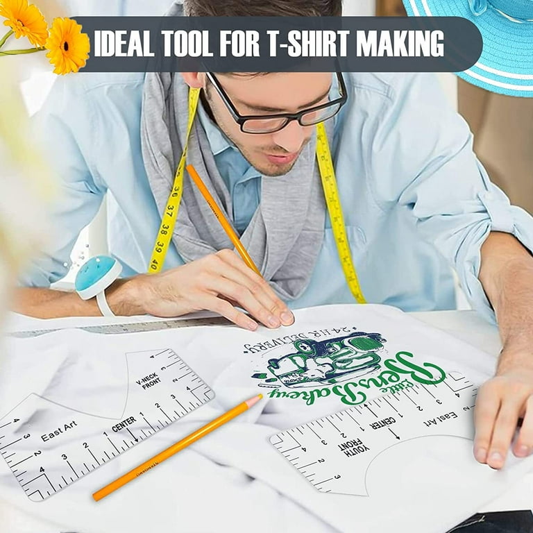 10 Pcs Tshirt Ruler, T-Shirt Alignment Guide Tool Tshirt Ruler Guide T  Shirt Rulers to Center Designs for Transparent