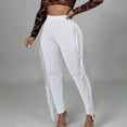 thumbnail image 5 of YWDJ Pants for Women High Waisted Sexy Tight Solid Color Fringed Bandage TrousersWhiteM, 5 of 9