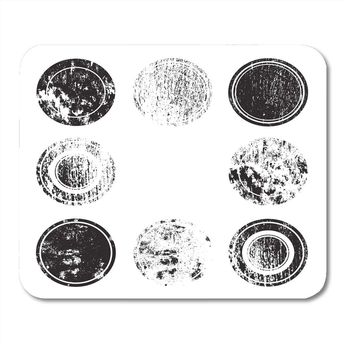 SIDONKU Red Round Grunge Post Stamps Collection Circles Insignias Labels and Badges Distress Blank Shapes Mousepad Mouse Pad Mouse Mat 9x10 inch