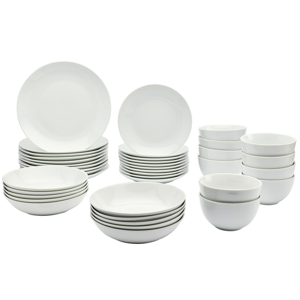 Tabletops Gallery 40 Piece Dinnerware Set White 10 10.5" Round Dinner