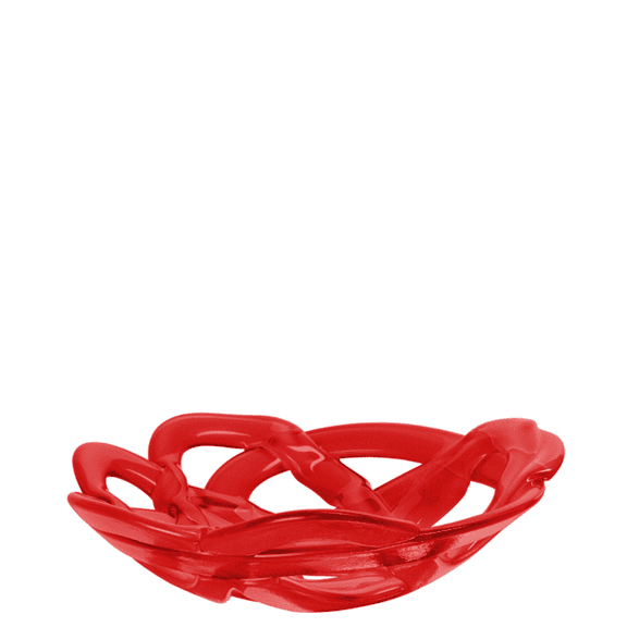 Kosta Boda Red Decorative Basket Bowl, Small