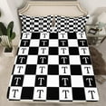 thumbnail image 2 of Castle Fairy Teenagers Monogrammed Letter 3pcs Twin Sheet Sets,Geometric Plaid Twin Fitted Sheet,Alphabet Lattice Breathable Flat Sheet,Lightweight Room Decor, 2 of 7