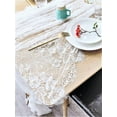 thumbnail image 2 of 60x120 Inch White Lace Tablecloth with Vintage Embroidery for Wedding, Bridal Shower, Tea Party, 2 of 4
