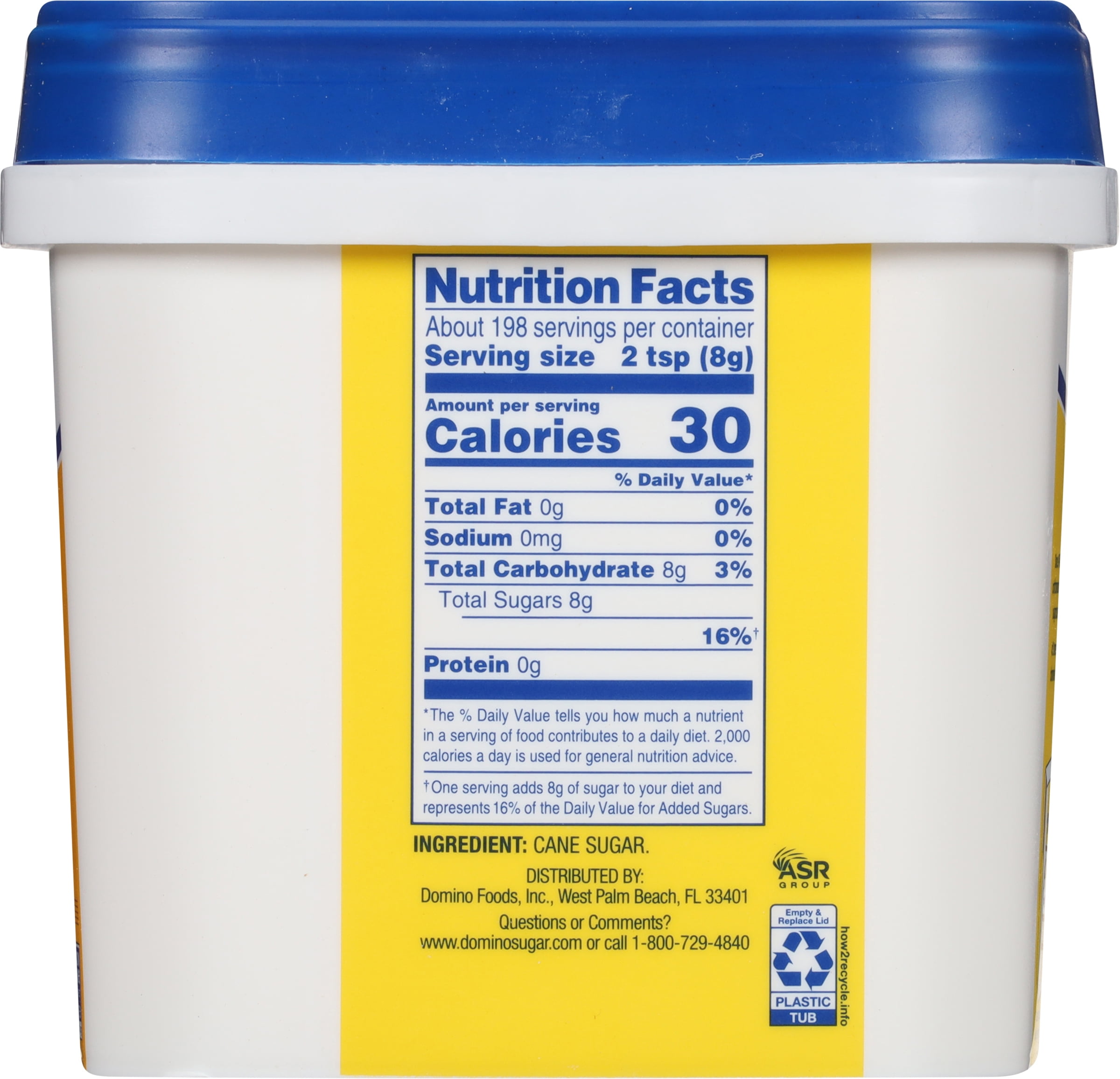 (6 pack) Domino Premium Pure Cane Granulated Sugar, 3.5 lb Tub