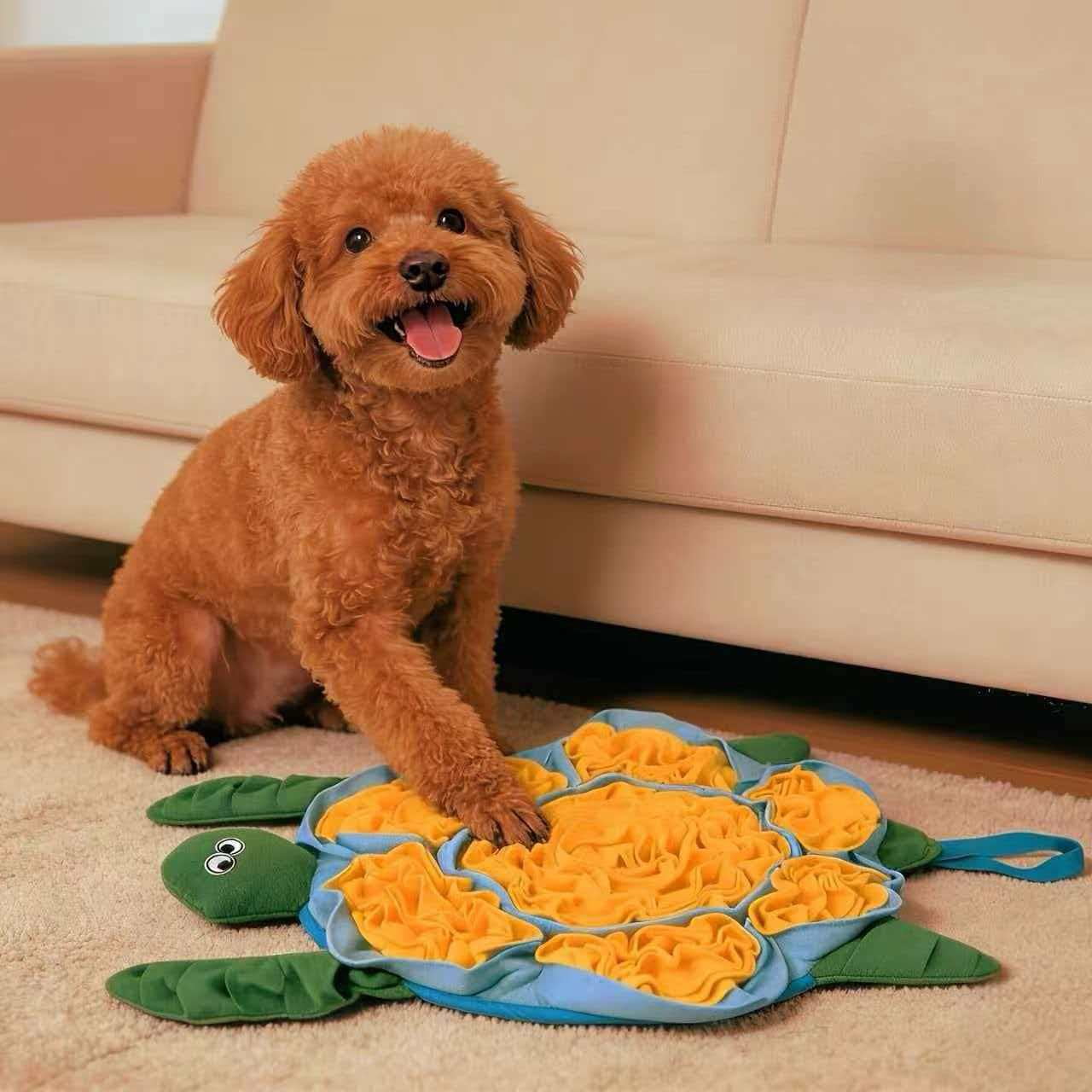 Dog Snuffle Mat, Interactive Turtle Foraging Mat for Mental Stimulation, Slow Feeder Puzzle Toy for Small to Medium Dogs, Nosework Training & Stress Relief Pet Enrichment Mat, Machine Washable