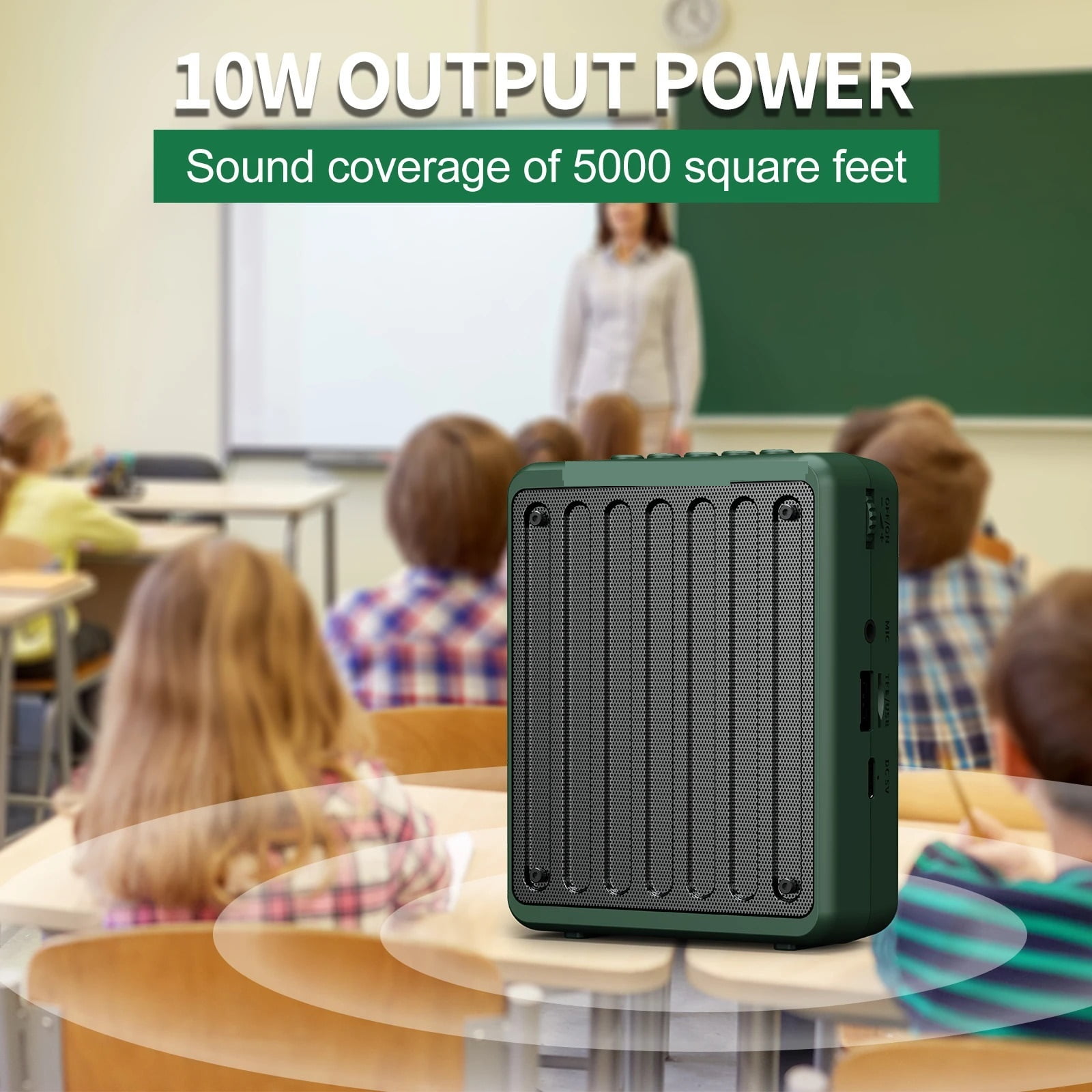Mini Voice Amplifier for Teachers,Portable Bluetooth Voice Amplifier with Headset Microphone,Green ,True Acoustic Power Amplifier