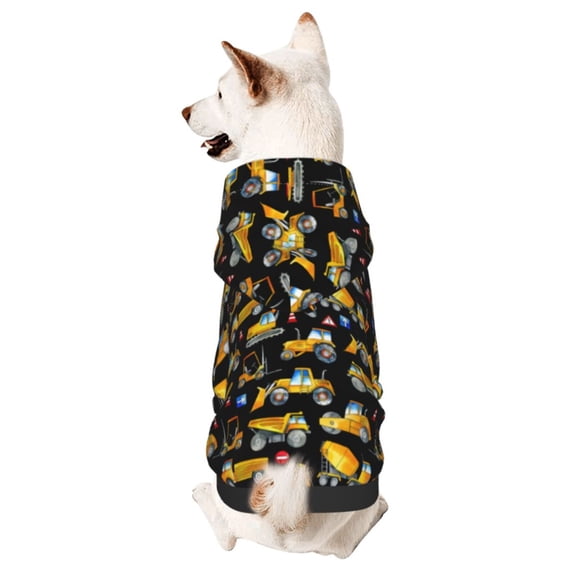 Construction Trucks Pattern Dog Sweatshirt Pet Wear Hoodie Soft Warm Lightweight Easy To Wear Puppy Cat Dogs Apparel Small
