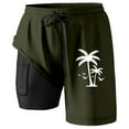 thumbnail image 3 of Work Shorts Men Swim Trunks Compresssion Liner Inseam Board Shorts Bathing Suit With Pockets Running Shorts Dark Green L, 3 of 4