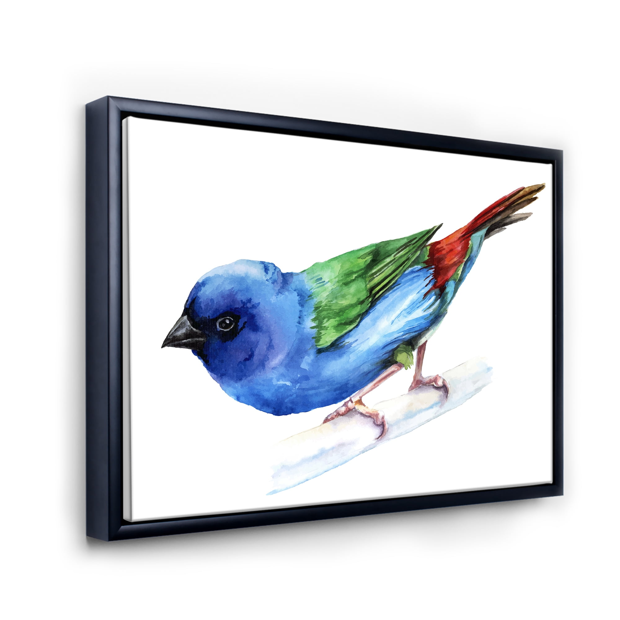 Forbes Finch Bird On Branch 32 in x 16 in Framed Painting Canvas Art Print, by Designart