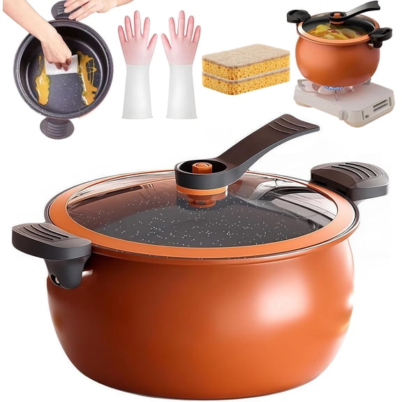 Multifunctional Large Capacity Non-stick Pressure Cooker, Pressure Cooker 8 Qt, Visible Transparent Glass Cover, Anti-Scalding Handle, for Family Meals, Soups, Stews