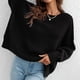 thumbnail image 4 of Suéter con cuello redondo y abertura lateral Jersey suelto de manga larga a la moda para otoño invierno Negro M, 4 of 8