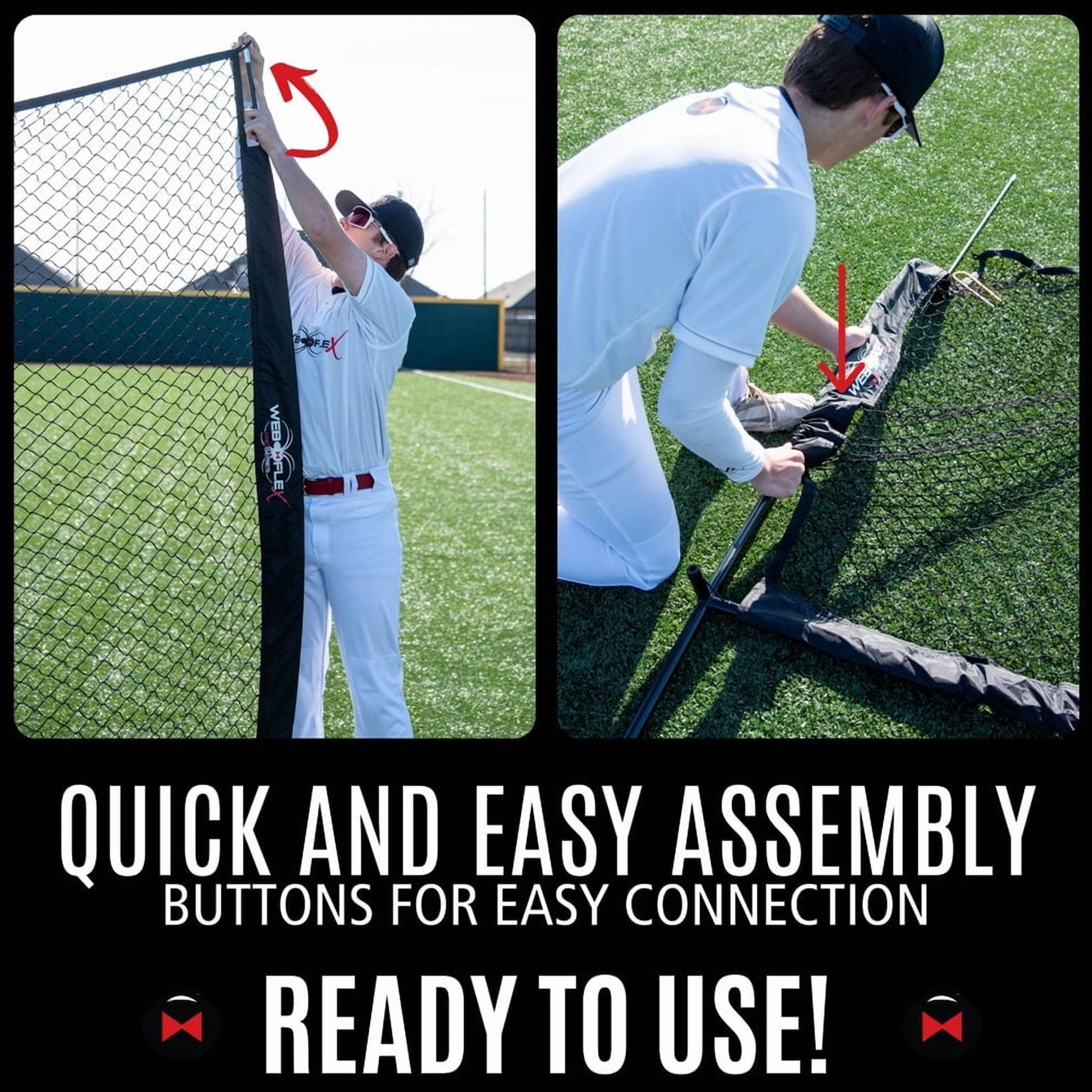 Web Flex Spider Series 4 ft x 7 ft Baseball I-Screen – Pitcher Protective Safety Screen & Net