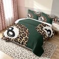 thumbnail image 3 of meiyoeat Leopard Print Lucky 8 Quilt King for Girls, Pool Ball King Coverlet Set, Green Brown, 3-Piece, 1 Comforter and 2 Pillowcases, 3 of 7