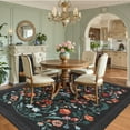 thumbnail image 5 of Garvee 5'x7' Floral Printed Area Rug Vintage Soft Rug, Washable Low Pile Rug Stain Resistant Farmhouse Indoor Carpets with Non Slip Backing for Living Room Bedroom Playroom, Black, 5 of 7